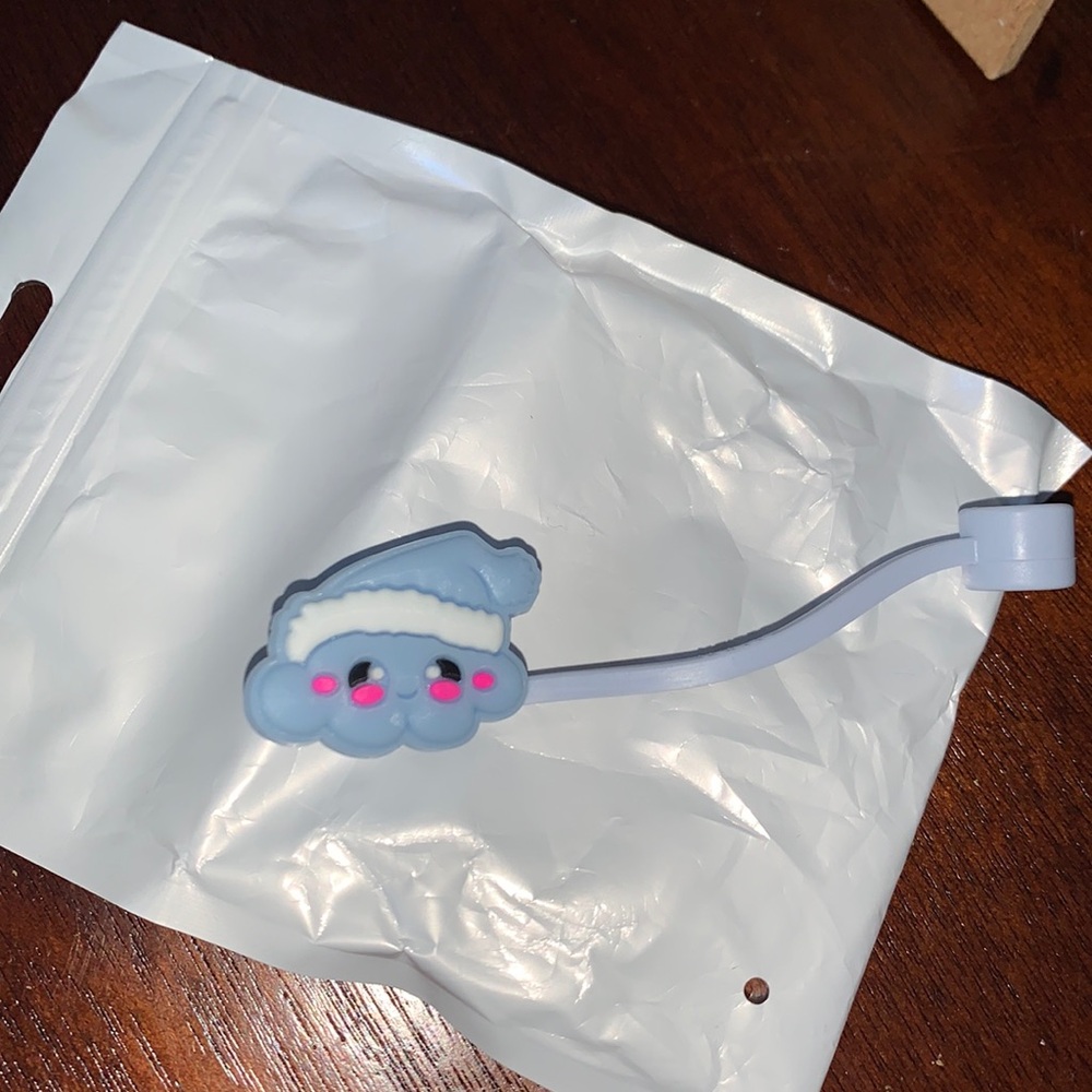 Blue cloud and Santa hat tumblr straw cap cover